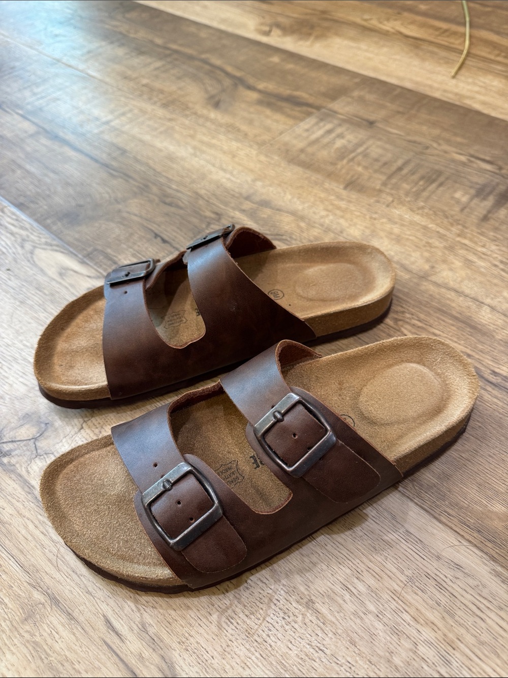 Brown Double Buckle Slide Sandals - Picture 5 of 7